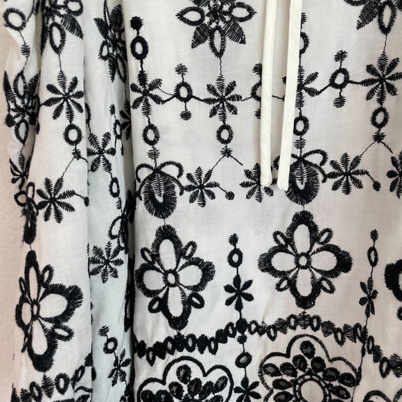 DEVLIN Revolve White Black Floral Embroidered Off Shoulder Top - Picture 8 of 11